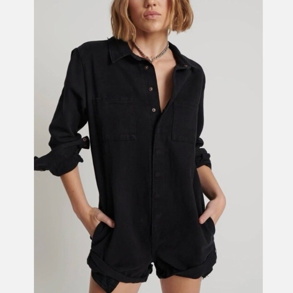 NWT Free People One Teaspoon Prophecy Jumpsuit Romper in Onyx Black Size Small - Picture 2 of 16